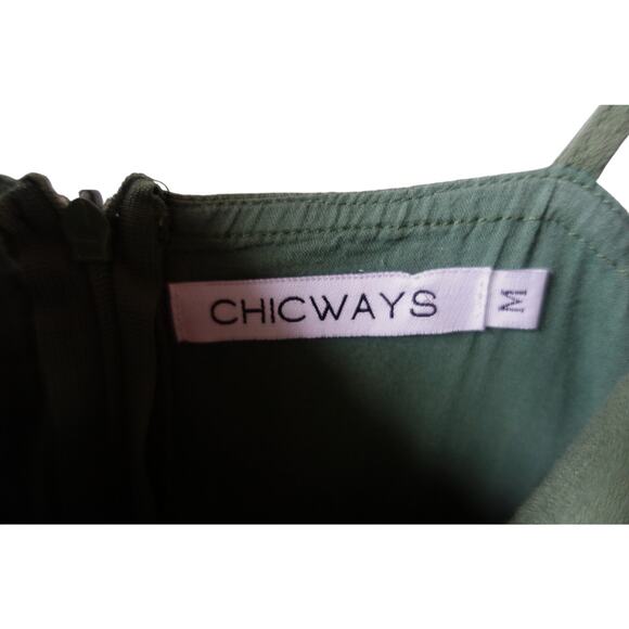 Womens 100% Cotton Jumpsuit Medium Green Cut Out Belted Cropped Wide Leg Pockets - Picture 2 of 8